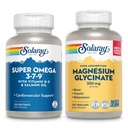 SOLARAY Super Omega 3, 7, 9 och Magnesium Glycinate Bundle - Essential Fatty Acids och Chelated Magnesium Gisglycinate för hälsosamt hjärta, ben och avkopplingsstöd - 120 Softgels, 275 VegCaps