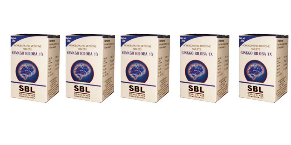 Ginkgo Biloba 1x tabletter SBL Homeopathy - 25g (Pack of 5)