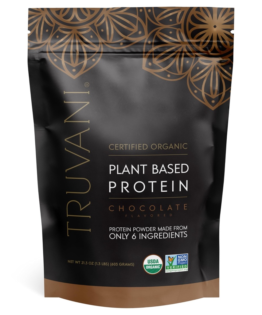 Truvani Vegan Pea Protein pulver | Choklad | 20g organisk växtbaserad protein | 18 portioner | Keto | Gluten & Dairy Free | Low Carb | No Added Sugar