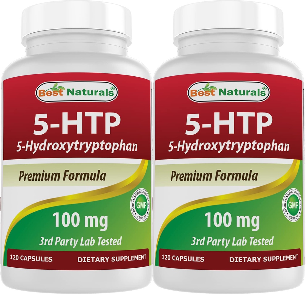 Bästa Naturals 2 Packs 5-HTP (5-hydroxytryptofan) 100 mg 120 kapslar