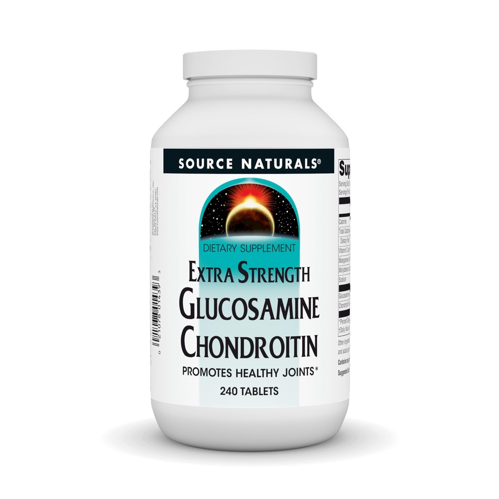 Källa Naturals Extra Strength Glucosamine Chondroitin, främjar hälsosamma gemensamma *, 240 tabletter