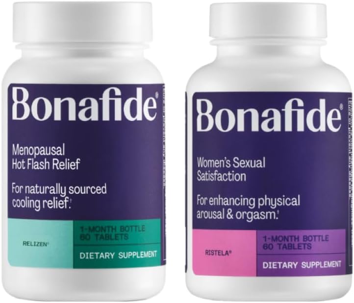 Bonafide Relizen + Ristela - Hormonfri lättnad från heta blinkar och nattsötar under klimakteriet * + Hormonfri, drogfri stöd för kvinnors sexuella tillfredsställelse - 1 månads leverans