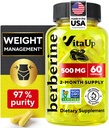Berberine Supplement 500mg - USA Made Berberine 500mg - Non-GMO Berberine HCL - Berberine Supplements for Weight Management, Energy, Immune Support - 60 kapslar