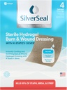 SilverSeal Burn och Wound Dressing | Hydrogel Pads med X-Static Silver | Soothing, Moist & Protective | Brännor, Cuts & Wounds | 4 Sterile Dressings