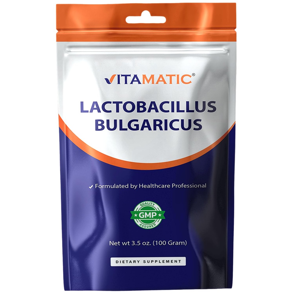 Vitamatic Lactobacillus Bulgaricus Probiotic Powder - Digestive Health Support - 100 Gram (3,5 OZ) - 100 portioner