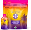 lila träd organiska energi Stick Packets - Zero Sugar, 80mg Naturkoffein från Yerba Mate & Guarana, med B12 Vitaminer för Smooth, Crash-Free Energy - Lemon Iced Tea Flavor, 12 till Go Packs