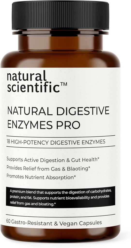 Digestive Enzymes Pro - 18 Natural Enzymes for Digestion från Papaya, Pineapple & More - med probiotika och prebiotika - Plantbaserade - 60 kapslar - Premium Dietary Supplement