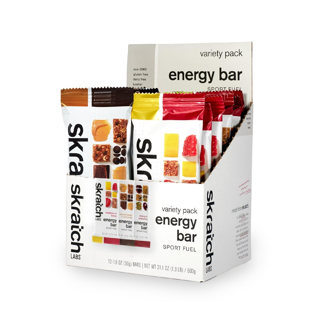 Skratch Labs Energy Bar | Variety Pack (12 Pack) | Plant Based Healthy Snack | Low Sugar, Plant Protein, Ancient Grains | Non-GMO, Gluten Free, Soy Free, Vegan, Kosher