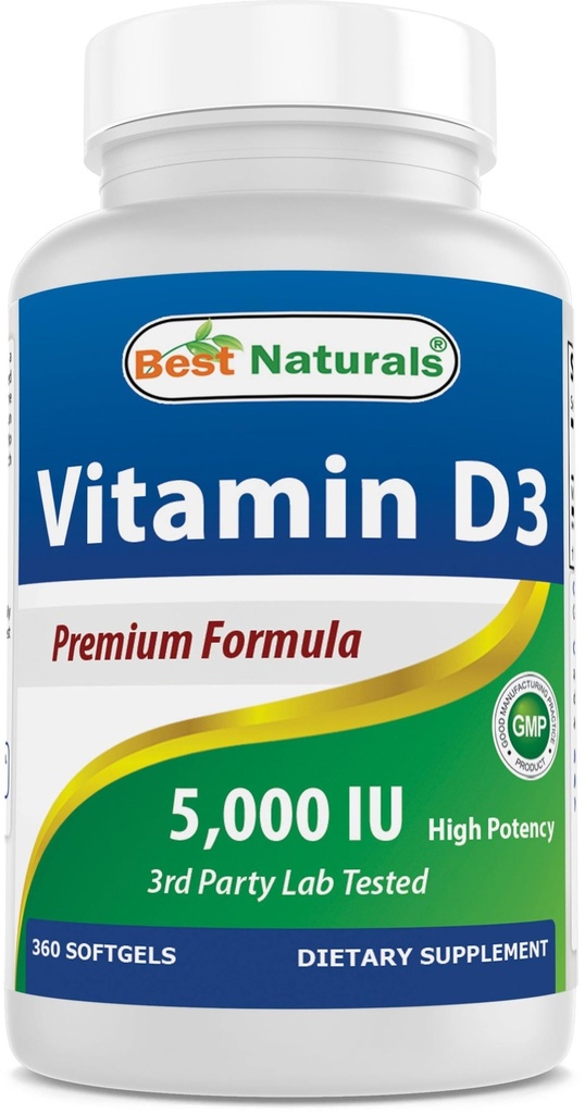 Bästa naturliga vitamin D3 5000 IE 360 Softgels