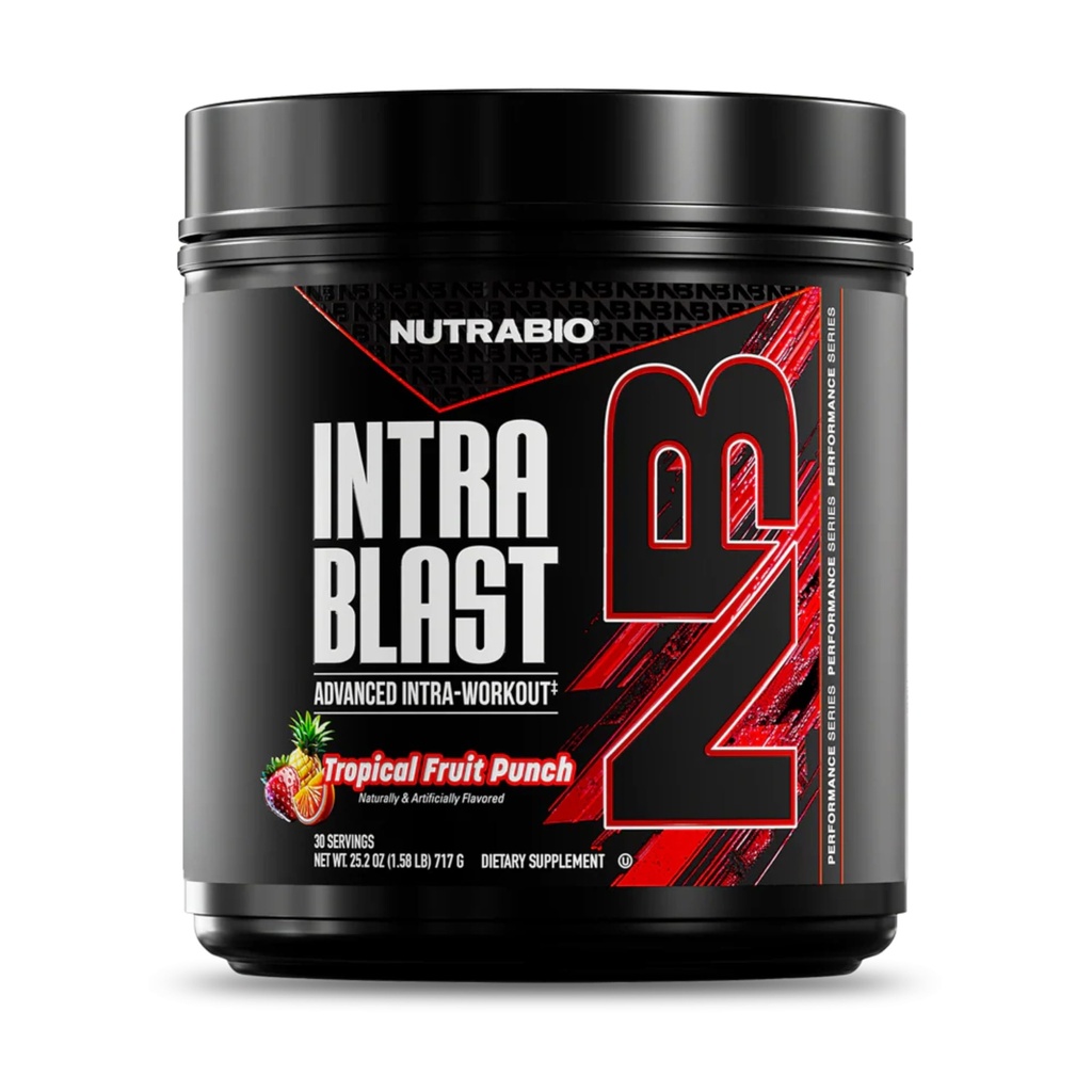 NutraBio Intra Blast Bcaa Powder Amino Acid Supplement, Electrolyte & Hydration Blend, Intra, Pre Workout & Muscle Recovery, 20g Eaa Amino Acids Powder, 5g Glutamin-Tropical Fruit Punch, 30 Servering