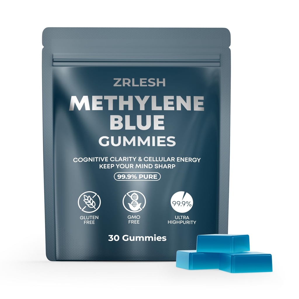 Methylene Blue Gummies, 7mg of Methylene Blue，99.9% Pure, Per Gummy for Sustained Energy,Lifted Mood,Mental Clarity, Pure, Fast-Absorbing,Vegan，30 Gummies