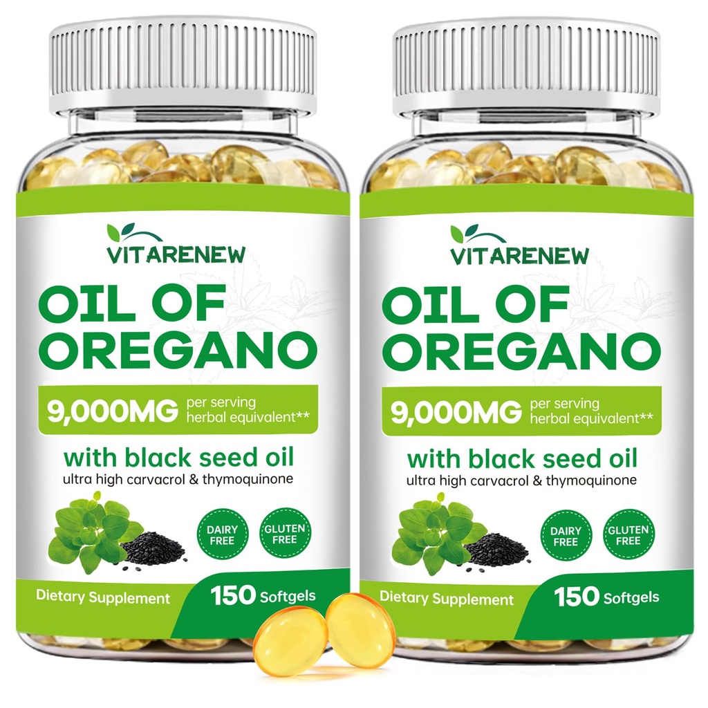 Oil of Oregano with Black Seed Oil, 300 Softgels | 2-in-1 Powerful Synergy for Immune Support | High Potency Carvacrol & Thymoquinone, Plant Based & Non-GMO