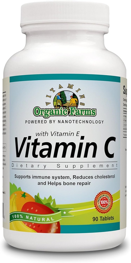OFV 100% naturlig vitamin C med vitamin E, Essential Dietary Supplement 90 tabletter