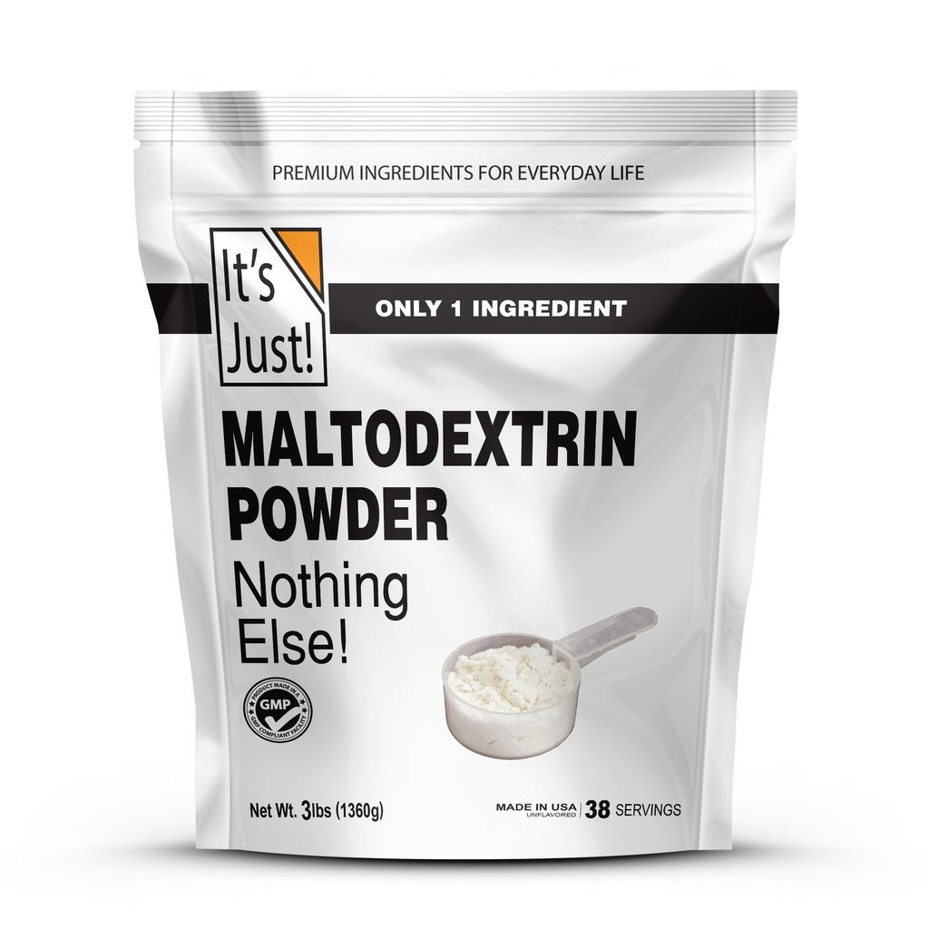 Det är bara! - Mass Gainer Powder, 100% Maltodextrin (Complex kolhydrater), hållbar energi, snabb absorption, icke-GMO, enkelt lägga till någon proteinskaka, 3lbs / 38 portioner