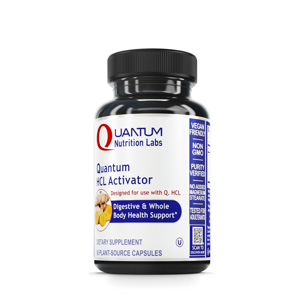 Quantum Nutrition Labs HCL Activator - Pepsin Digestive Enzymes Supplement för optimal matsmältningsfunktion för män och kvinnor, låg magsyra, näringsabsorption - 90 vegetariska kapslar