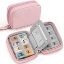 Zannaki Cute Pill Organizer för handväska med två flyttbara 7-dagars Pill Box, Travel PU Leather Pill Case, Portable Weekly Pill Container med lagringsväska för att hålla vitaminer, fiskoljor, tillskott (rosa)
