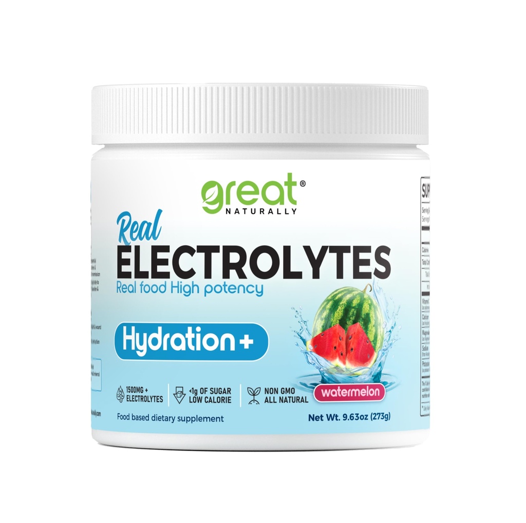 Electrolytes Powder Hydration | Real Food High Potency | Watermelon 30 Servings | Hög styrka Electrolyte pulver | Hydration drink mix | Electrolyte Supplement med kalcium Magnesium Calcium