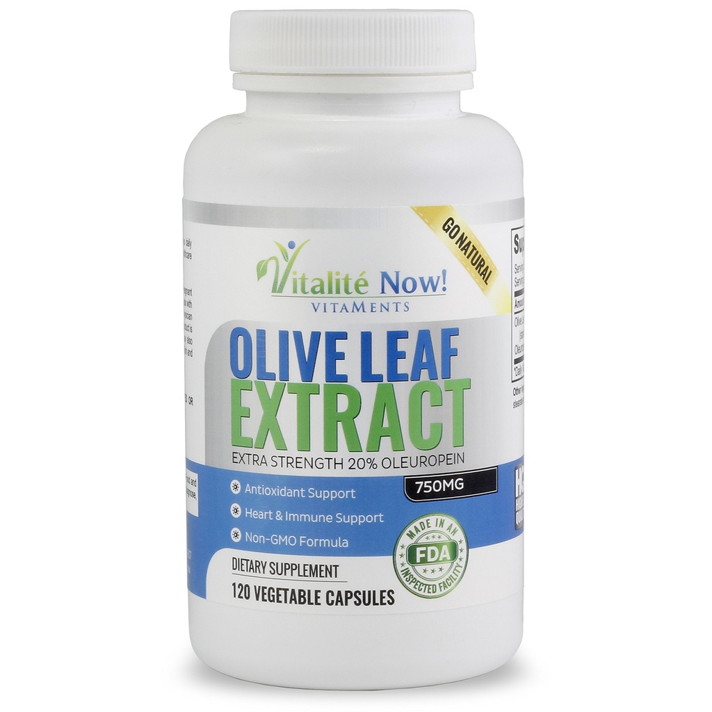 Super Strength Best Olive Leaf Extract (Non-GMO) - 20% Oleuropein - Immune Support Supplement - Upp till 4 månader - 750mg kapslar - Vegetarian - 120 Count
