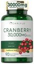 Carlyle Cranberry Supplement | 30 000 mg | 90 kapslar | Non-GMO och Gluten Free Formel | Cranberry Pills från Concentrate Extract