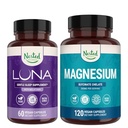 Nested Naturals Luna Sleep Aid & Magnesium Glycinate Chelate för sömn, avkoppling och återhämtning (180 kapslar)