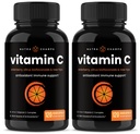 NutraChamps (2 Pack) Vitamin C 1000mg med Elderberry, Citrus Bioflavonoids & Rose HIPS - 120 kapslar Vegan, icke-GMO Antioxidant Supplement för Immune Health & Collagen Production 500mg Powder Pills