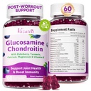2 Pack Glucosamine Chondroitin Gummies - Glucosamine Chondroitin med MSM, Elderberry, gurkmeja, Joint Support Supplement för vuxna, män och kvinnor - Blueberry Flavor, 120 Cts