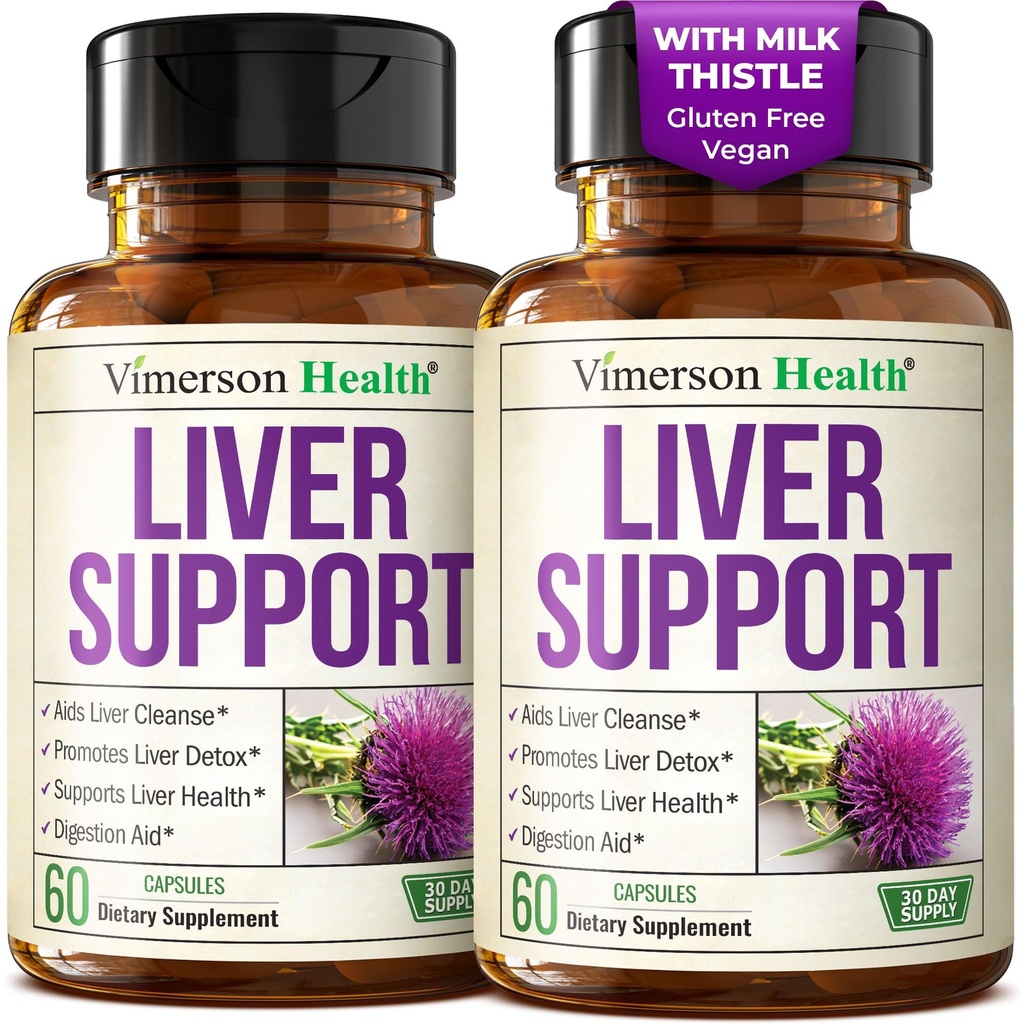 Liver Cleanse Detox & Repair – Liver Support Supplement with Milk Thistle Extract, Dandelion Root, Artichoke & Zinc – Gentle Liver Health, Digestion & Energy for Women & Men – Non-GMO 60 Caps, 2 Pack