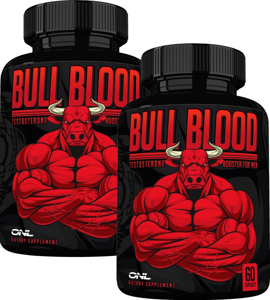 ONL Bull Blood Testosteron Booster - High Potency Male Enhancing Testosteron Supplement för Stamina & Endurance - Test Booster med Maca Root, Horny Goat Weed & Tongkat Ali - 120 kapslar (2-Pack)