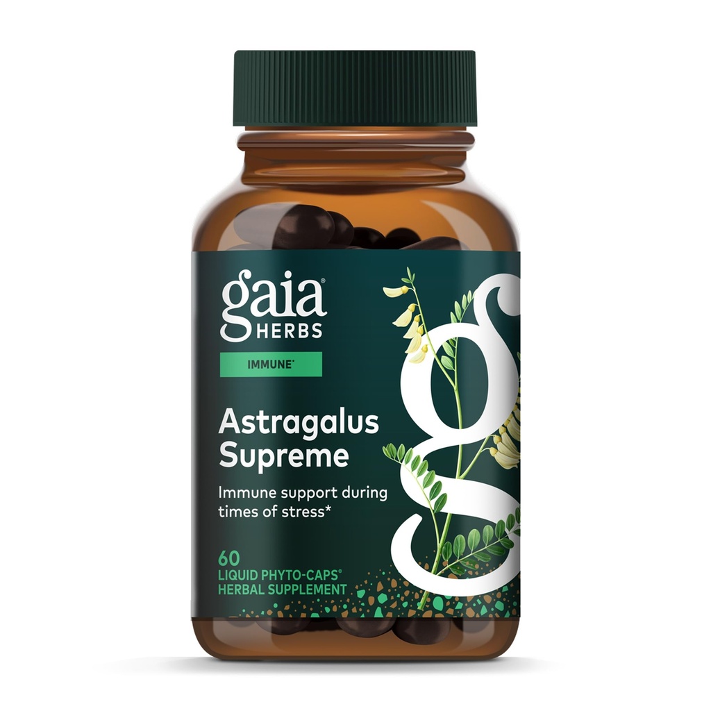 Gaia Herbs Astragalus Supreme - Immune & Antioxidant Support * - Herbal Supplement med Astragalus Root, Schisandra Berry & Ligustrum - 60 Vegan Liquid Phyto-Capsules (15-dagars leverans)