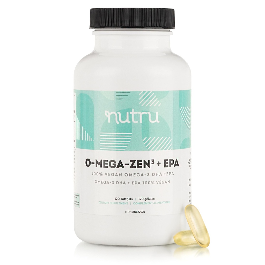 O-Mega-Zen3 + EPA Vegan Omega 3 Supplement - Fiskolja alternativ - Premium Marine Algal Based Omega-3 DHA och EPA Fatty Acids - Carrageenan Free - 120 Softgels