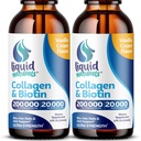 Liquid Collagen och Biotin, 2 Fl. Oz, Ultra-Strength Collagen Supplements for Women, Keto Friendly Biotin for Hair Growth Women, Nails, & Skin Vitamins B7 Collageno Peptides - Vanilla Flavor - 2 Pack