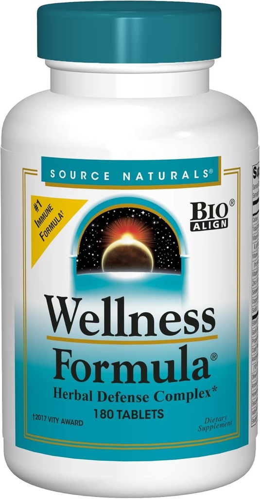 Källa Naturals Wellness Formel Bio-Aligned, Echinacea Free Vitamins & Herbal Defense - Immune System Support Supplement & Immunity Booster - 180 Count