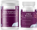 Body Kitchen Youthful Beauty Advanced Collagen Peptides Powder and Resveratrol and Hyaluronic Acid 10oz and Pro-Elastin, Count of 60