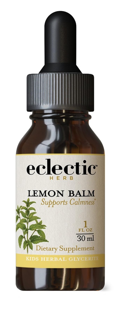 Eclectic Institute Kids Herbs Lemon Balm, Lemon Flavor | Calming och Nervous System Support | 1 fl oz (30 ml)