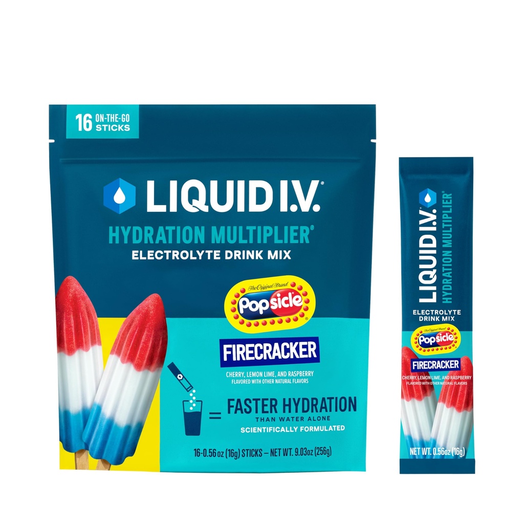 Liquid I.V.® Hydration Multiplier - Popsicle Firecracker | Electrolyte Powder Drink Mix | 1 Pack (16 portioner)