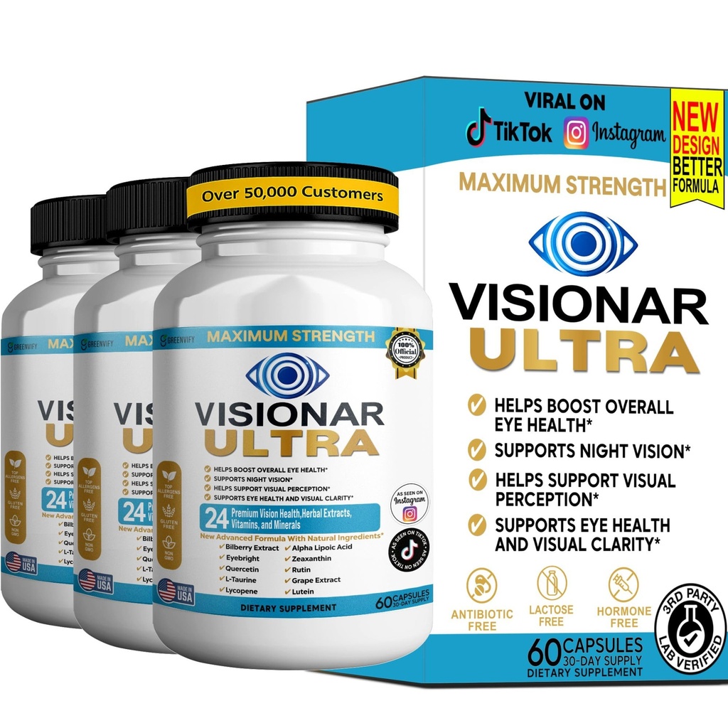 Visionar Ultra Eye Health Supplement, 24 Vitamins and Minerals, Lutein, Bilberry Extract, 60 Capsules (3)