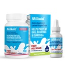 Milkaid Lactase Enzyme droppar tabletter för laktosintoleranshjälp | Förhindrar gas, uppblåsthet och diarré | Dairy Digestive Supplement | 0,5 Fl Oz & 120 Raspberry smaksatta tabletter