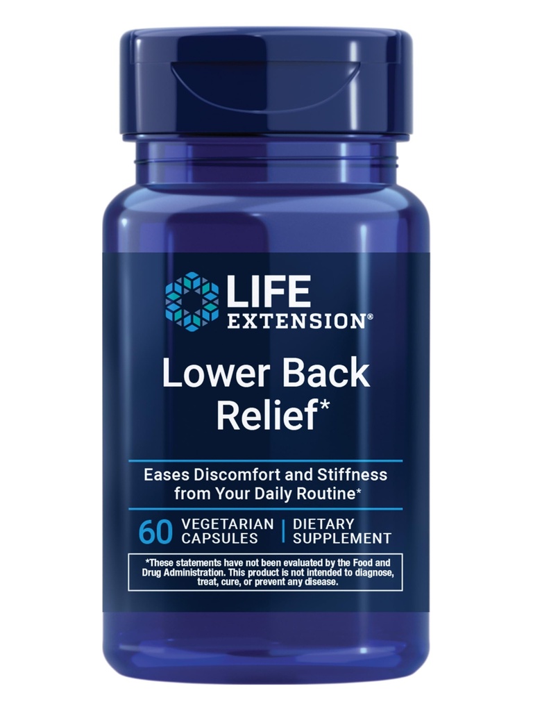 Livslängd Lägre Tillbaka Relief, Kinesisk Chaste Tree, Ginger Extract, för Lägre Tillbaka obehag och Occasional Stiffness, Non-GMO, Gluten Free, Vegetarian, 60 kapslar