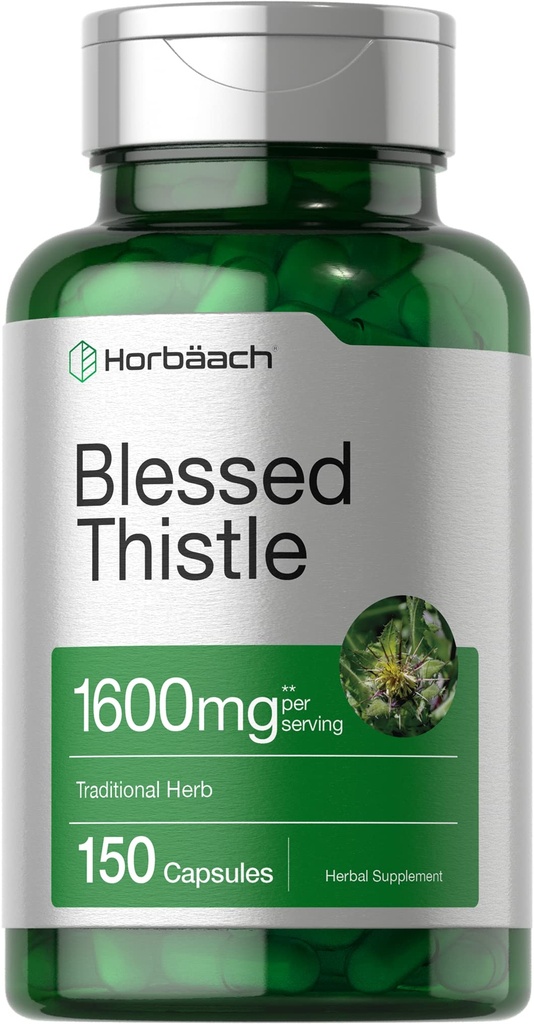 Horbaach välsignade Thistle kapslar 1600 mg | 150 greve | Max Potency | Non-GMO, Gluten Free Herb Supplement