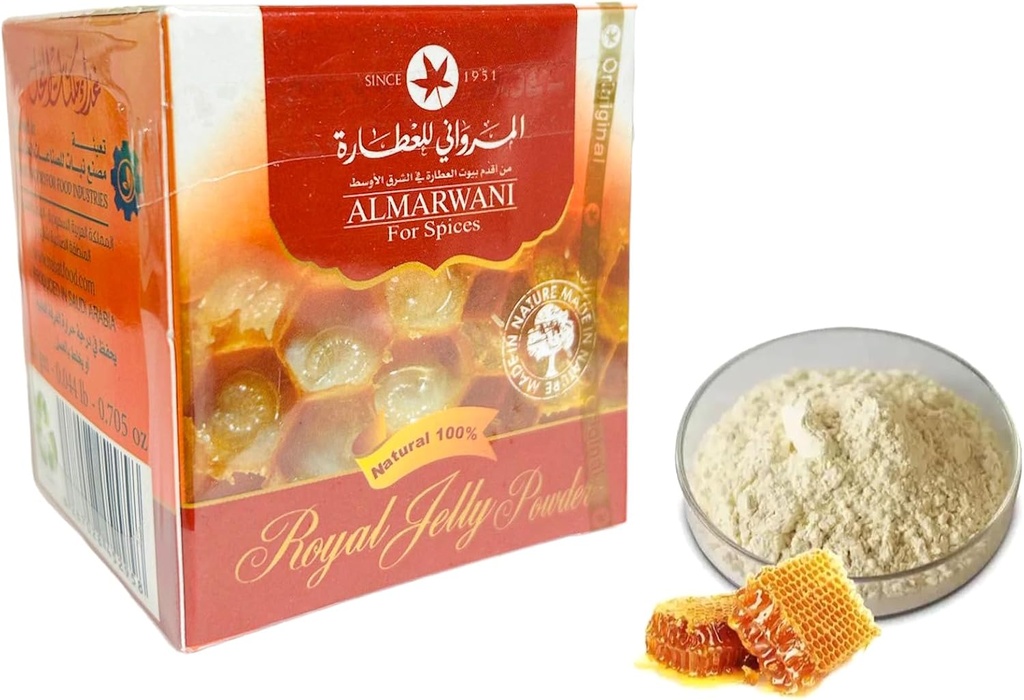 Royal Jelly Powder, 100% ren och naturlig, Immune Support Supplement, 20gm (0,70 oz), Nutrient-Rich Superfood