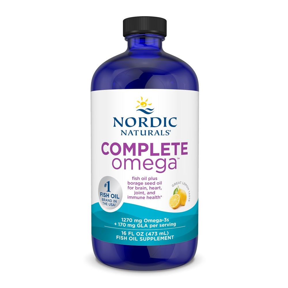 Nordic Naturals Complete Omega, Lemon Flavor - 16 oz - 1270 mg Omega-3 - EPA & DHA med tillsatt GLA - Hälsosam hud, kognition, positivt humör - icke-GMO - 96 portioner