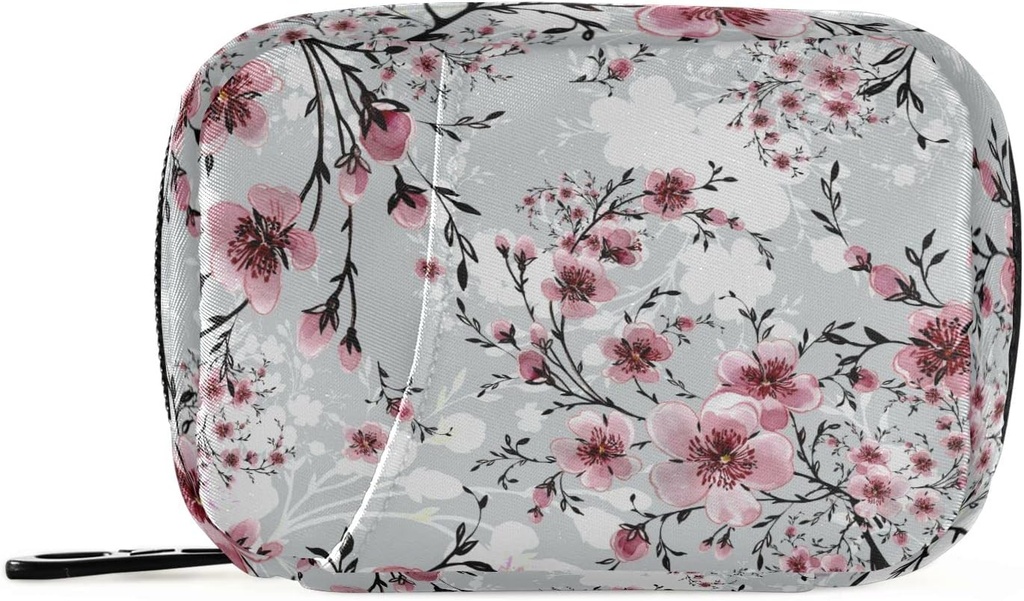 Naanle 7 Day Cherry Blossom Pill Organizer Bag med Zipper, Portable Weekly Case, Compact Size för vitamin Supplement Holder