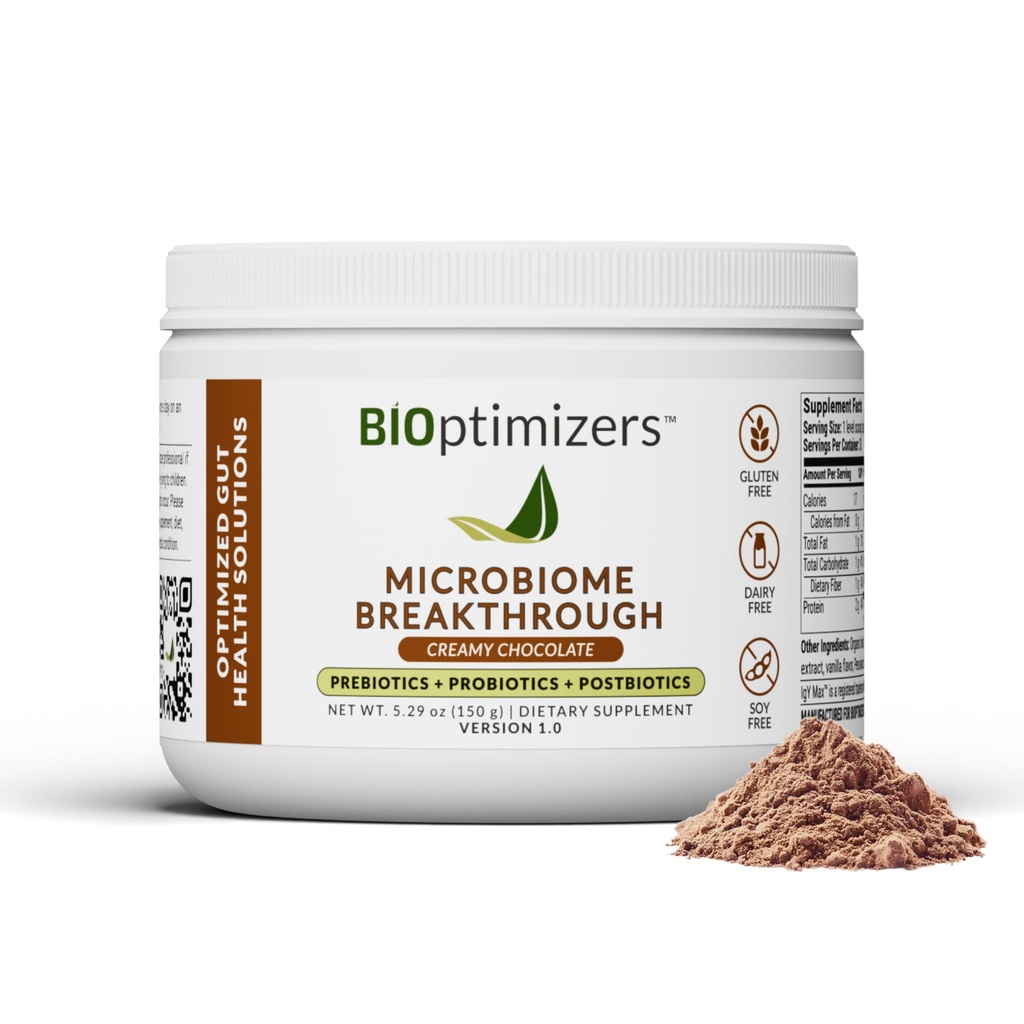 Microbiome Breakthrough Repair Powder - Chocolate Flavor - Har Lactobacillus Strains, Bone Broth & Collagen - Källa av L-Glutamin - Gas & Bloating Relief - Förbättrar Gut Health - 30 portioner - 150g