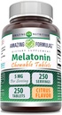 Fantastiska formler Melatonin Chewable Supplement | 5 Mg Per Servering | 250 tabletter | Icke-GMO | Glutenfri | Tillverkad i USA (Citrus Flavor)