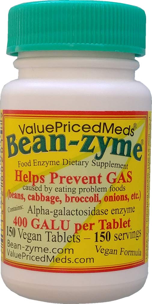 Bean-Zyme Gas Relief for Adults Extra Strength (150 ct) är 400 GAUL per Tablet Alpha Galactosidase, Vegan, Kostnad Mindre, Digestive Enzyme Dietary Supplement Natural Food Enzyme