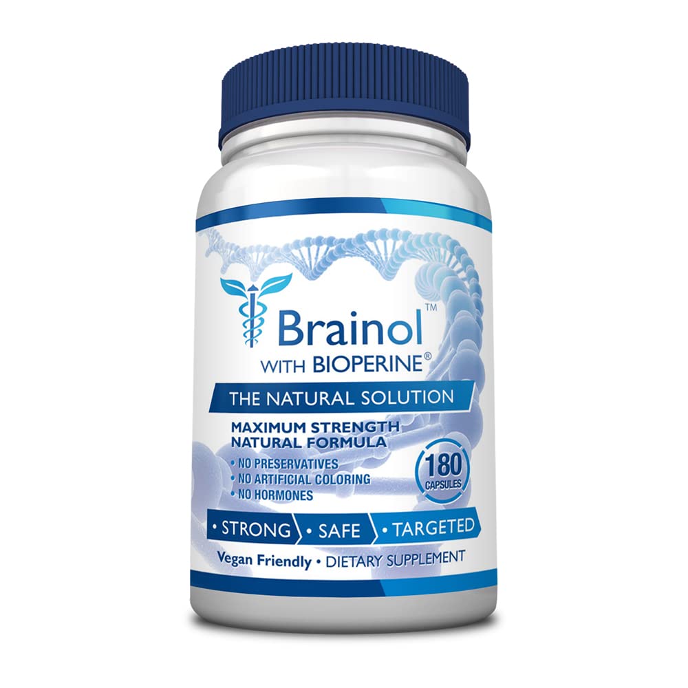 Brainol - Det smartaste valet för en hjärnförstärkning Nootropic - Förbättra mental prestanda, fokus och klarhet - Med DMAE, Huperzine A, BioPerine - Veganvänlig - 180 kapslar - 3 månaders leverans