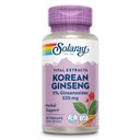 SOLARAY Korean Ginseng Root Extract - Herbal Support för yrkesstress, energi och fysisk uthållighet - 5% Ginsenosides - Vegan, Lab Verified - 60 portioner, 60 VegCaps