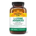 Country Life L-Lysine 1500mg kapslar med vitamin D & Elderberry - Avancerad immunstöd och Collagen förnyelse - Certified Gluten-Free & Vegan - 180 kapslar