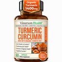 Gurkmeja Curcumin Supplement med Black Pepper Extract - High Potency Organic Turmeric 1400mg & 95% Curcuminoids för Joint & Digestive Health - Joint Support Supplement - 60 Vegan Curcuma Capsules