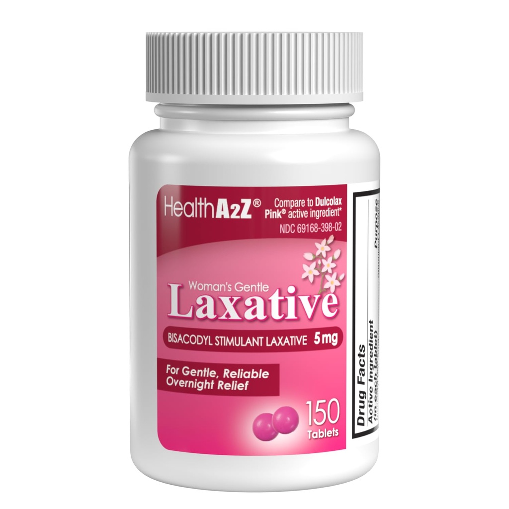 HealthA2Z® Woman's Gentle Laxative | Bisacodyl Stimulant Laxative 5mg | Constipation Relief | Gentle and Reliable | Overnight Relief (150 Tablets)